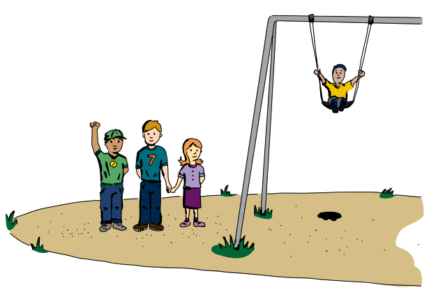 Illustration of children at playground with sand as a soft surface